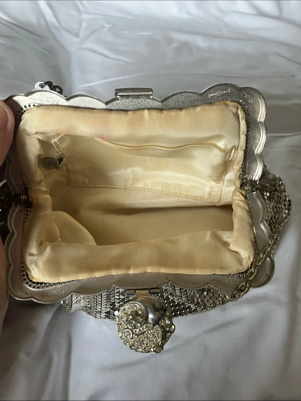 Silver Sequin Evening Clutch Handbag